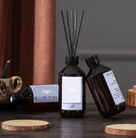 Bouteilles vides en plastique de couleur marron ambre pour désodorisant de pièce ronde, bouteilles de rechange pour diffuseur de parfum de maison