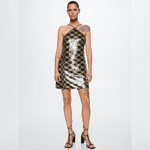 Pour <span class=keywords><strong>Mango</strong></span> Robe de soirée courte à paillette semi-transparente pour femme Robe courte avec détail scintillant - Product Image 1