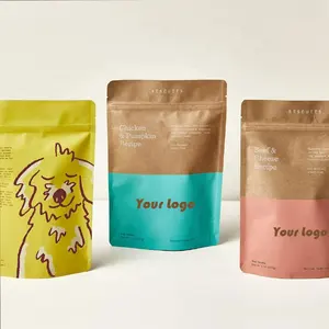 Eco Friendly Ziplock Stand Up Pouch Biodegradable Cat Dog Treat Dried Crocodile Chicken Breast Pet Snack Food Packaging Bag