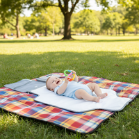 Sac de rangement multifonctionnel pour poussette en polyester imperméable à motif uni avec matelas à langer amovible pour bébé