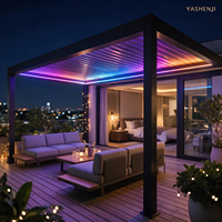 Motorisierte Aluminium-Pergola 4x4m 4x5m 4x6m Mit App-Steuerung und Verstellbarem Lamellendach für Villa Hinterhof Garten