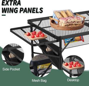 Bolsa de malla de parrilla plegable ajustable de altura de mesa portátil para exteriores de 3x2 pies, paneles negros de 2 alas para uso en la playa para acampar - Product Image 3
