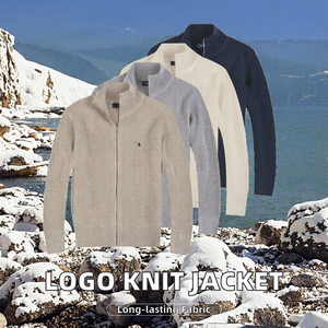 Pull en maille à <span class=keywords><strong>col</strong></span> <span class=keywords><strong>roulé</strong></span> à manches longues pour <span class=keywords><strong>homme</strong></span>, coupe ajustée, mode d'hiver, avec logo personnalisé, fermeture éclair - Product Image 5