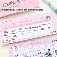 Nouveau style – Calendrier de bureau en papier pour le suivi quotidien – Planificateur mensuel/hebdomadaire – Design esthétique de dessin animé pour étudiants, bureau et salle de classe