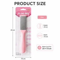 Râpe à pieds double face en acier inoxydable avec long manche – Outil de pédicure durable et portable