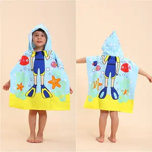 Eastsunshine giyilebilir dinozor baskılı yaz panço havlu çocuk hızlı kuru mikrofiber özel kapşonlu plaj havlusu çocuklar