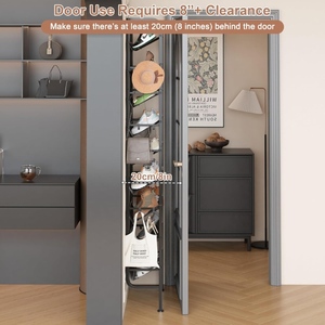 Organisateur de chaussures autoportant à 9 niveaux avec 12 crochets, support de rangement vertical adhésif pour entrée et dressing, capacité 18 paires de chaussures - Product Image 3