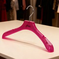 Cintres transparents en plastique pour vêtements, personnalisés, avec paillettes violettes, vente en gros