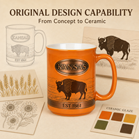 Tasses à café en céramique souvenir touristique de Kansas City, États-Unis, pour tasses à café en porcelaine, personnalisables OEM ODM, vente en gros