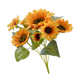 Ramo de girasoles artificiales Dongchen Crafts en cesta tejida para decoración del hogar y accesorios de boda - Product Image 5