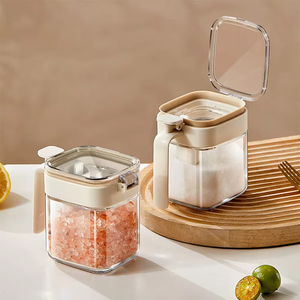 Wholesale Multifunctional Dustproof Lid Seasoning <b>Box</b> with Spoon Handle for Countertop Spice <b>Storage</b> (Glass Jar Salt & Sugar) - Product Image 6