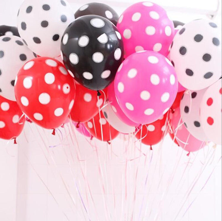 12 Inch Polka Dot Wave Point Globos Black Red White Spot Latex Balloons Wedding Party Decoration Supplies in Bulk