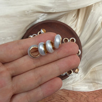 Perles d'eau douce à gros trous, perles d'espacement naturelles dorées pour le bricolage, accessoires de bijoux faits à la main
