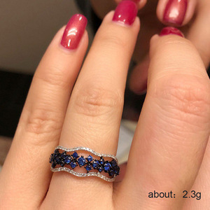 Anello Scintillante Blu per Donne, Gioielli Eleganti alla Moda, Vendita all'Ingrosso - Product Image 2
