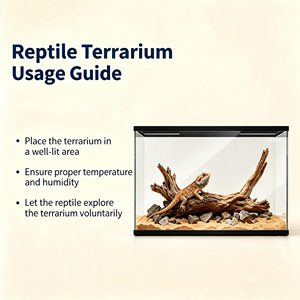 Terrarium professionnel pour reptiles, verre flotté haute transparence, cadre gris, maille respirante, double ouverture frontale pour lézards, serpents, tortues - Product Image 4