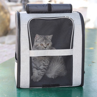 Sac à dos de transport pour animaux de compagnie en tissu Oxford, portable, respirant, grande capacité, design à enroulement, réduit le stress, pour petits chiens et chats jusqu'à 10 kg