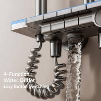 Robinet de douche à effet pluie de luxe à forte demande, 4 fonctions, avec clavier piano, éclairage LED, affichage numérique et massage doux, pour hôtel