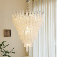 Lustre LED en cristal de verre vintage français, luminaire suspendu de luxe pour escalier, salon, salle à manger, chambre, duplex, plafond ouvert, taille moyenne