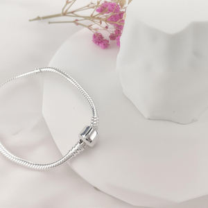 NUOVO Bracciale a Catena Serpente in Argento Sterling 925 con Chiusura a Clip, Adatto per Charms Originali Fai-da-te, Braccialetto Rigido con Chiusura a Cuore, <span class=keywords><strong>Gioielli</strong></span> alla Moda, Regalo per Donne e Ragazze - Product Image 2