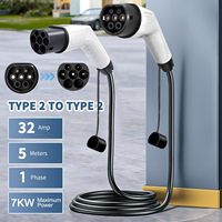 Câble de charge EV 5M TPU 1 Phase Type 2 62196 IEC 32A Mode 3, câble de charge pour voiture électrique AC, pour remplacement/réparation