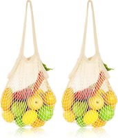 Sac fourre-tout en coton recyclé, personnalisé avec logo, minimaliste, pour fruits et légumes, tricoté, long, réutilisable, en maille, pour le marché
