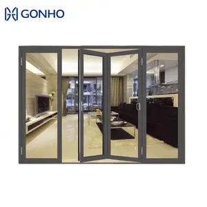 GONHO Manufacturer Cheap Competitive Price Bi Fold Doors Aluminium 5 Sash Folding Door Bifold Door