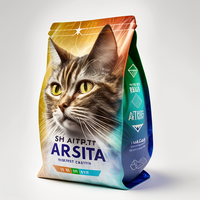 Impression numérique Logo personnalisé Sac à 8 joints latéraux Emballage d'aliments pour chiens et chats Sac à fond carré pour aliments pour chats
