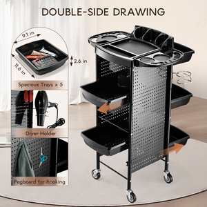5-drawer Iron Hair Salon Cart Worktop Salon <strong>Trolley</strong> With Rolling Beauty Storage Customizable Hairdresser Spa <strong>Trolley</strong> - Product Image 4