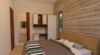 Plans de construction de petite maison 6mX8m avec 2 chambres, toit en pente, maison préfabriquée, maisons modulaires