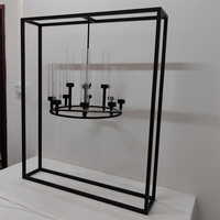 Nouveau Style Chaud Noir Cristal Candélabre Table Décor Lustres Bougeoir Avec Support De Mariage Pièce Maîtresse