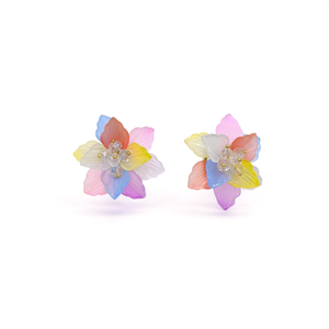 Fashion Stud Earrings 316L Stainless Steel PVD Gold Plating Sustainable Resistant Multi Color <b>Flower</b> Design - Product Image 2