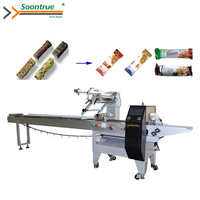Machine d'emballage en flux continu Soontrue SZ180 pour barres chocolatées, sachets oreillers, snacks enrobés, barres individuelles et emballages alimentaires de détail