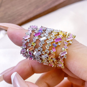 Wholesale Gold Silver Plated Fashion <b>Rings</b> Irregular <b>CZ</b> Cubic Zirconia Gemstone <b>Rings</b> for Women - Product Image 6