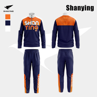 Ensemble de survêtement d'entraînement pour hommes, impression par sublimation intégrale, vêtements de sport pour hommes, ensembles de vestes et pantalons en polyester pour la course à pied, vêtements de football