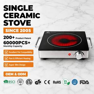 <span class=keywords><strong>Plaque</strong></span> de cuisson électrique portable infrarouge en céramique à brûleur unique, sans rayonnement, avec commande par bouton, compatible avec tous les ustensiles de cuisine - Product Image 1