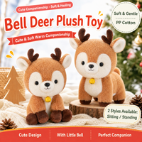 Peluche de renne de Noël avec clochette, adorable cerf en peluche doux, vente en gros