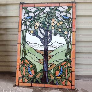 Panel de Vidrio Artístico Tiffany con Diseño de Árbol, 45*65 CM, 5mm de Grosor, Sólido, Personalizado, para Colgar en Ventanas de Hoteles y Comedores - Product Image 2