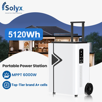 Générateur solaire portable 5KW, batterie LiFePO4 5120Wh, 6000W MPPT, 6000 cycles, station d'alimentation de secours hors réseau, moniteur APP