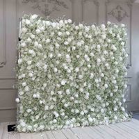 Panel de Pared de Flores de Tela Blanca 3D 5D Personalizado, Decoración de Boda, Fondo de Panel de Rosas de Seda Artificial, Moderno