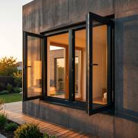 Ventana Corredera de Aluminio para Balcón con Aislamiento Térmico, Vidrio Hueco y Mosquitera Exterior