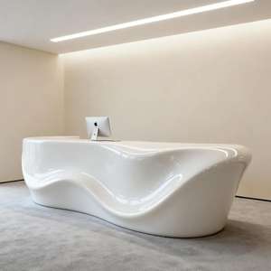 Alien-berbentuk serat kaca melengkung Modern minimalis dapat diperpanjang meja resepsi untuk Salon kecantikan <span class=keywords><strong>bar</strong></span> konter Hotel perusahaan lobi - Product Image 2