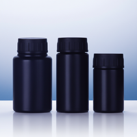 Flacon en plastique noir pour compléments nutritionnels, 0,5 oz, 1 oz, emballage en capsule PE