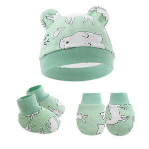 Ensemble 3 Pièces Anti-Rayures Bébé Nouveau-né 2023 : Bonnet, Moufles et Chaussons <span class=keywords><strong>de</strong></span> 0-6 Mois – Chapeau d'Hiver Exporté pour Enfants - Product Image 4