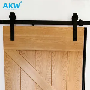 Akw bi-gấp rắn gỗ tếch trượt Barn cửa gỗ phần cứng theo dõi kit hoàn chỉnh phụ kiện và phụ kiện