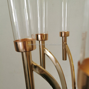 Wedding Gold Metal Table Centerpiece Acrylic <strong>Candelabra</strong> for Decoration - Product Image 4