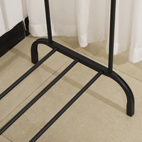 Porte-vêtements et étagères à chaussures en métal pour chambre à coucher, support de rangement flexible pour vêtements, porte-manteau durable à double barre avec crochet