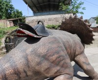 Modèle animatronique de dinosaure Triceratops réaliste et personnalisable, à commande mécanique, avec mouvements, pour les parcs à thème