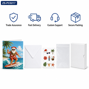 Carte de Noël 3D Pop-up au design original ZS-PC0217, Père Noël sur la plage tropicale avec lunettes de soleil, découpe laser - Product Image 6