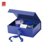 Boîte cadeau pliable en carton avec couvercle à rabat, carton de 2 mm, doublure dorée métallisée, pelliculage mat pour parfum et cosmétiques