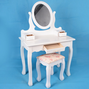European Style Wooden <b>Dressing</b> <b>Table</b> White Flip Top Mirror <b>Storage</b> Bedroom Makeup Vanity - Product Image 3